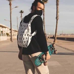 Bolsa Mochila Plegable Blanca Motas Notabag*Verde Doncella Discount