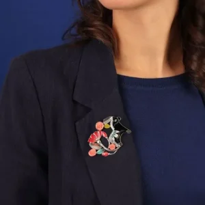 Broche Caballo Flores Folk Couleur Argent Multi Taratata*Taratata Bijoux Hot