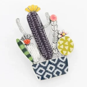 Broche Cactus Couleur Argent Multi Taratata*Taratata Bijoux Online