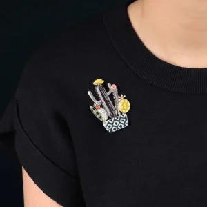 Broche Cactus Couleur Argent Multi Taratata*Taratata Bijoux Online