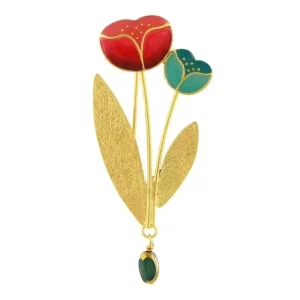 Broche Flores Roja Y Verde Crocus Taratata*Taratata Bijoux Best