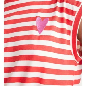 Camiseta Algodón Rayas Rojo y Blanco Estampado Corazón*Compañía Fantástica New