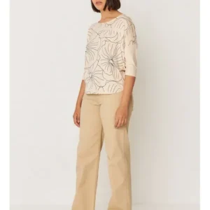 Camiseta Beige Claro Estampado Flores Ekiza Estampado Beige*SKFK Clearance