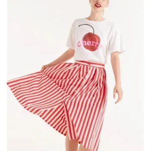 Falda Midi Vuelo Estampado Rayas Rojas*Compañía Fantástica Online