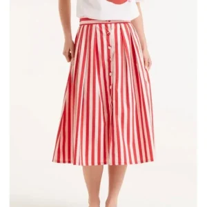 Falda Midi Vuelo Estampado Rayas Rojas*Compañía Fantástica Online