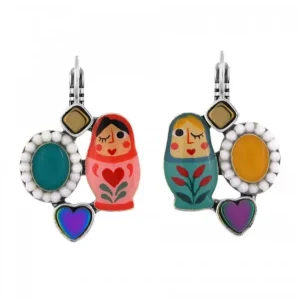 Pendientes Asimétricos Matrioska y Cabujón Taratata*Taratata Bijoux Sale