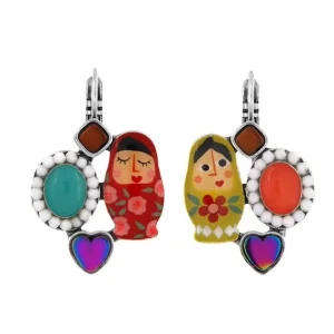 Pendientes Asimétricos Matrioska y Cabujón 2 Taratata*Taratata Bijoux Hot