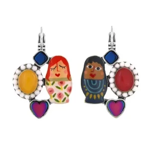 Pendientes Asimétricos Matrioska y Cabujón 3 Taratata*Taratata Bijoux Outlet