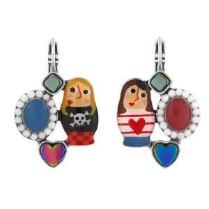 Pendientes Asimétricos Matrioska 4 y Cabujón Taratata*Taratata Bijoux Outlet