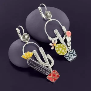 Pendientes Cactus Couleur Argent Multi Taratata*Taratata Bijoux Best