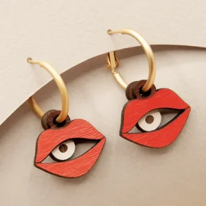 Pendientes de Madera Boca Eye in a Mouth*Diseño de Autor Hot