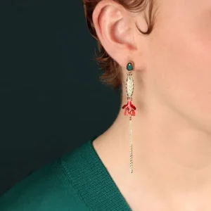 Pendientes Largos Fuchsia Couleur Dore Multi Taratata*Taratata Bijoux New