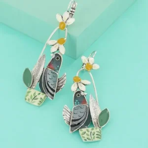 Pendientes Largos Palomas Le Facteur Couleur Argent Multi Taratata*Taratata Bijoux Discount