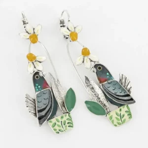 Pendientes Largos Palomas Le Facteur Couleur Argent Multi Taratata*Taratata Bijoux Discount