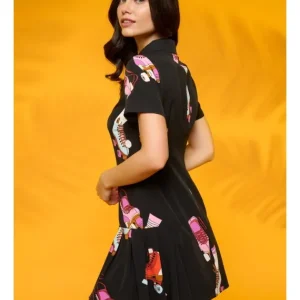 Vestido Camisero Negro Estampado Patines Roller*Minueto Fashion