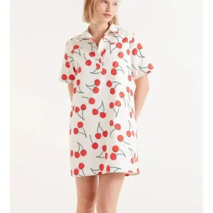 Vestido Corto Cuello Camisa Estampado Cerezas*Compañía Fantástica Outlet