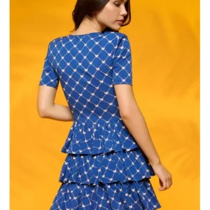 Vestido Elástico Azul Falda Volantes Monterey*Minueto Clearance